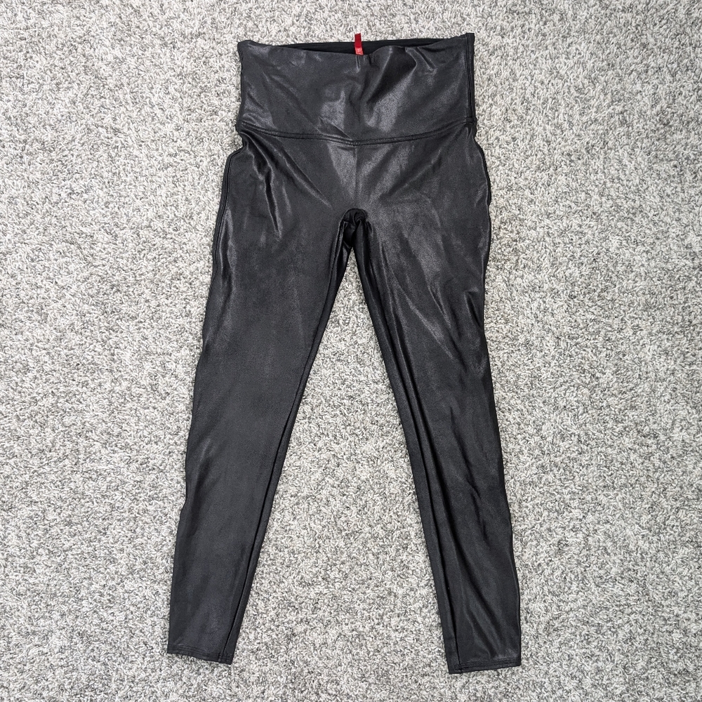 💘 Spanx NWOT 2437 Black Faux Leather Leggings XL Ready To Wow - Picture 6 of 10